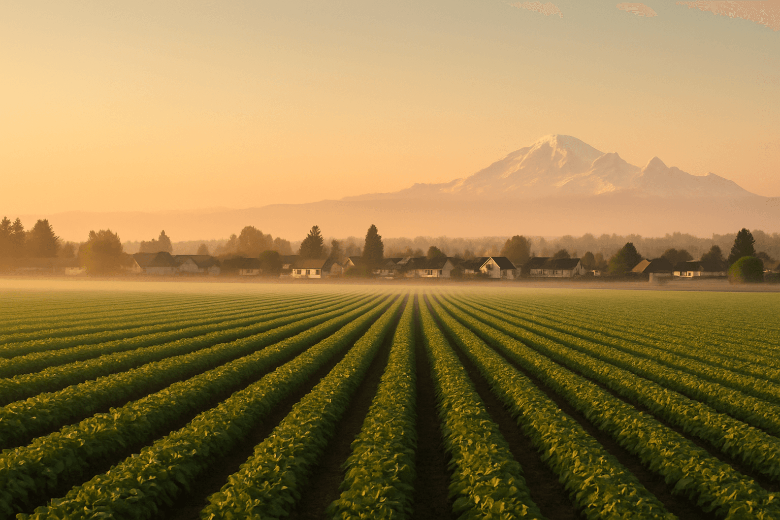 Ladner farmland with Mount Baker — Delta, BC