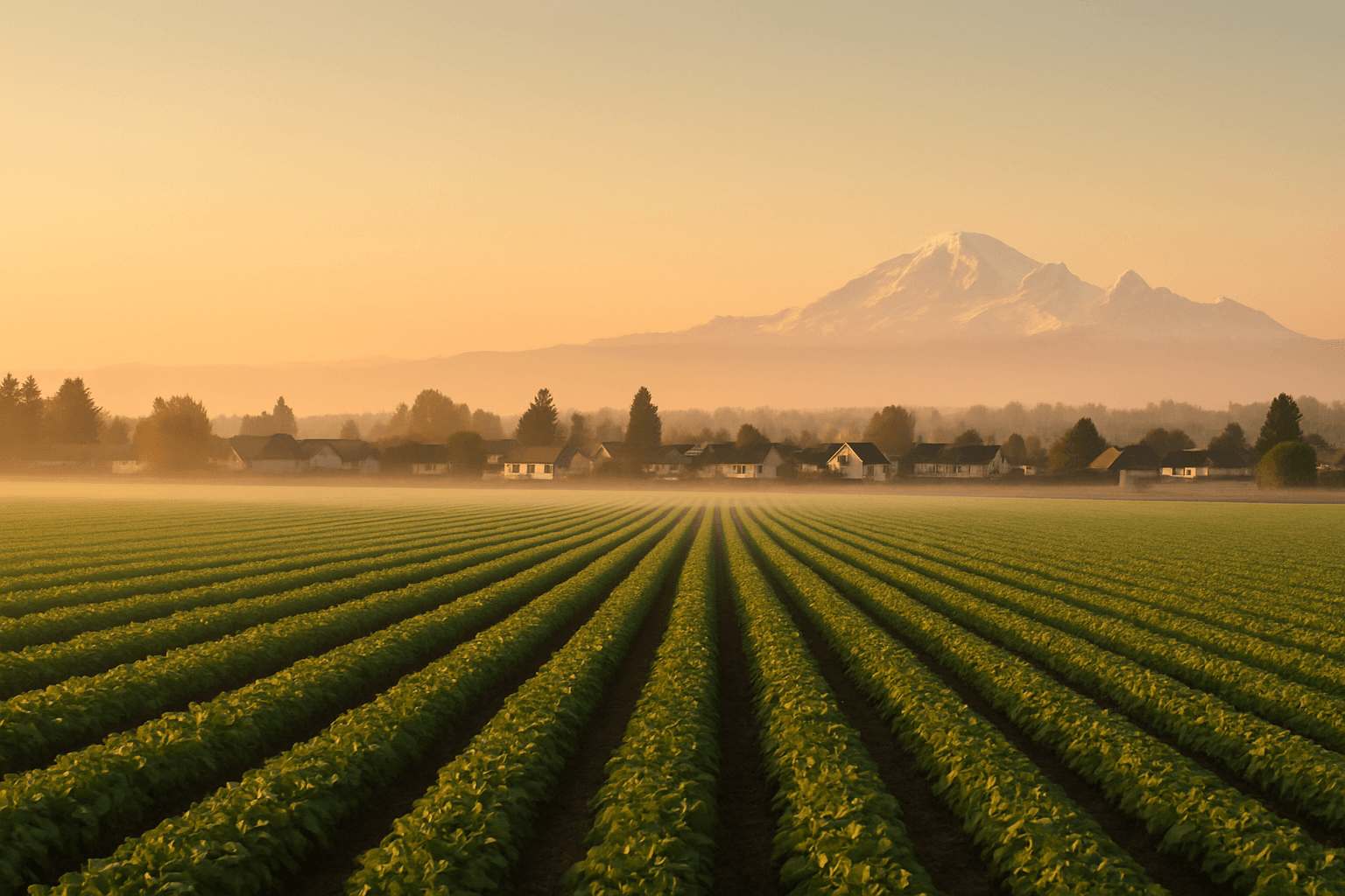 Ladner farmland with Mount Baker — Delta, BC