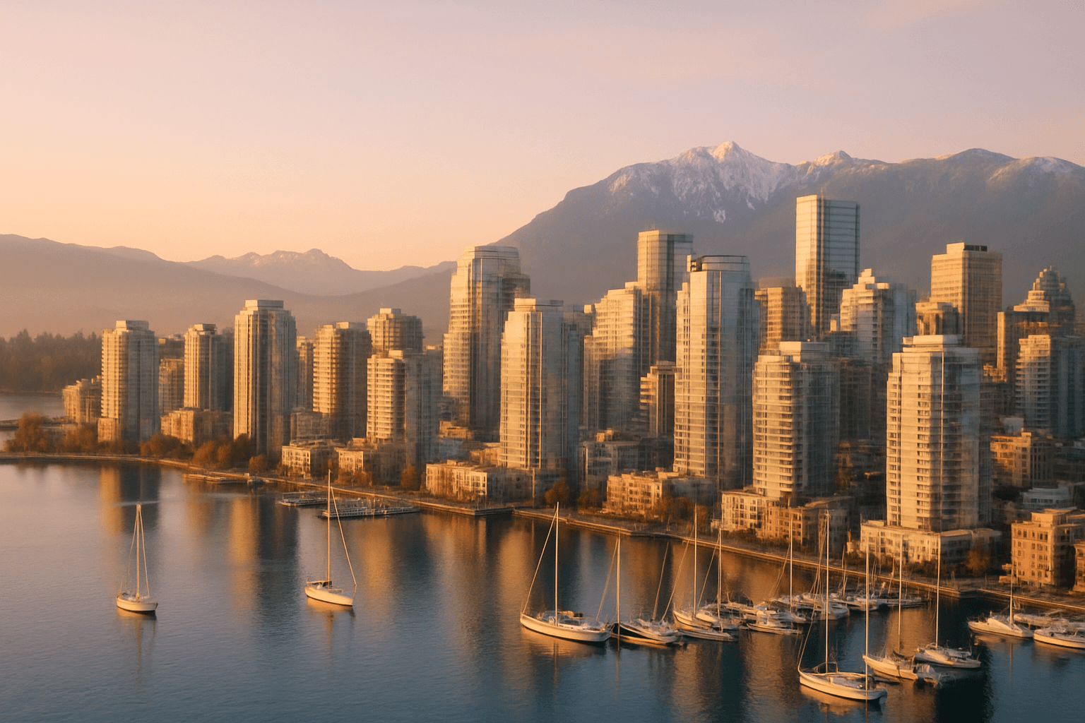 Downtown skyline & the North Shore mountains — Vancouver, BC